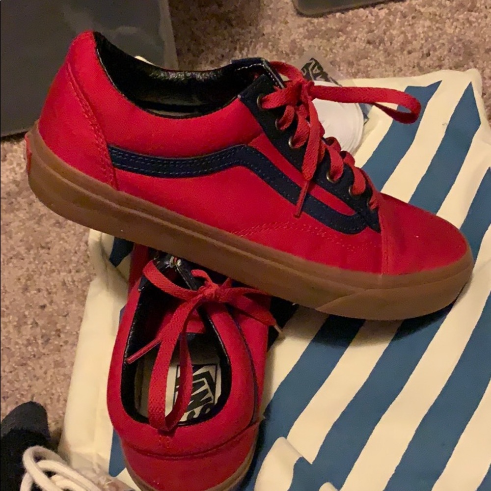 Vans red and black custom
